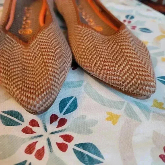 Rothy's The Point Wool Blend Cognac Chevron Ballet Flats Women’s US 7.5 EU 38 - Picture 3 of 10